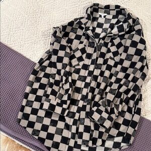Maurices Black and Gray Checkered Top